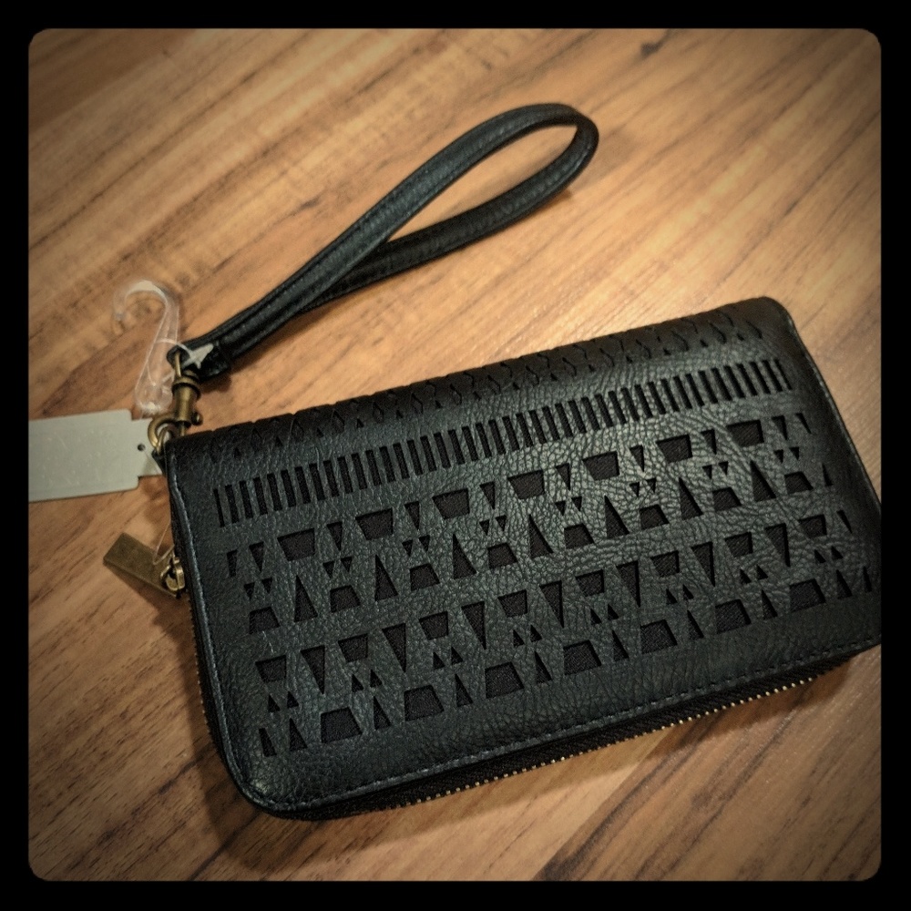 Black vegan leather wallet - new w/ tags!